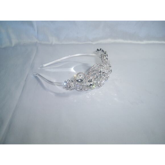 Sliver asymmetrical headband headpiece tiara bridal wedding headband headband s - Picture 3 of 5